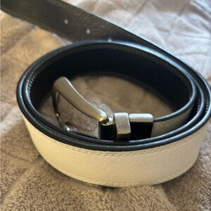 Nike Golf Men's Black and White Leather Belt waist 38 silver hardware